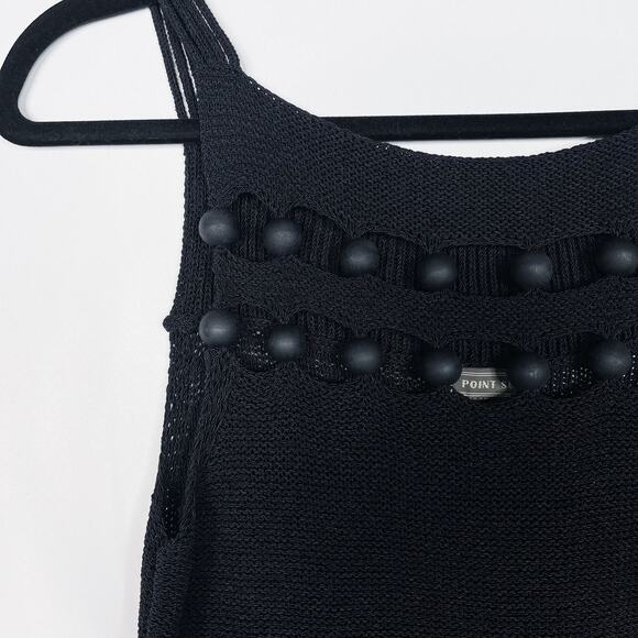 J Crew Point Sur Black XXSmall 2XS Knit Tank Sweater with Wood Bead Detail Top - Picture 5 of 12